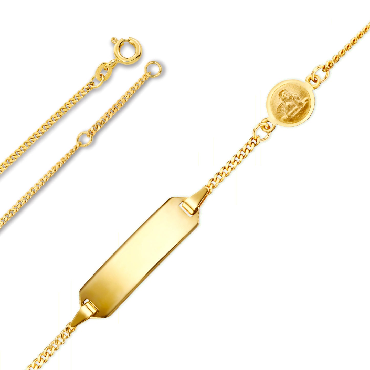 14K Gold | ID-Band Panzer mit Engel 1,40 mm