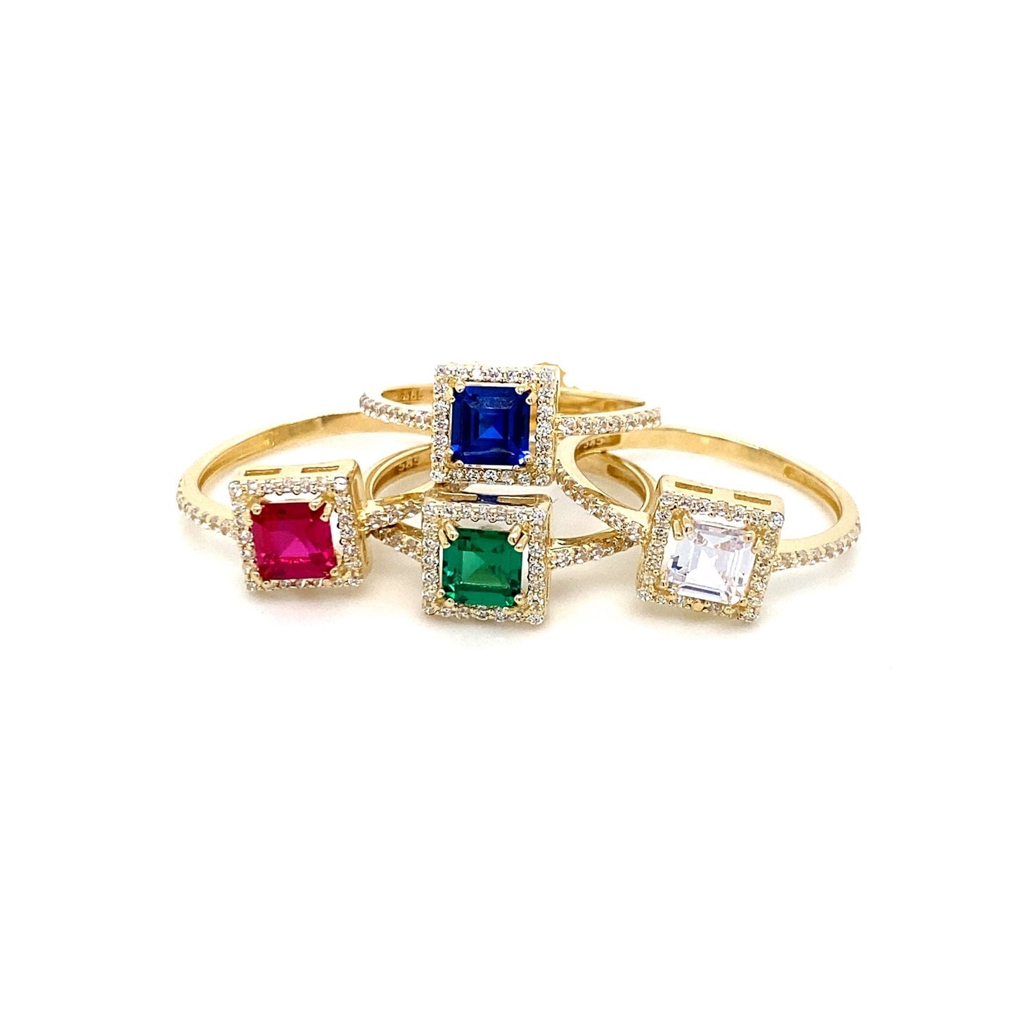 14K Gold | Quadratischer Funkelnder Strahlenkranz Ring