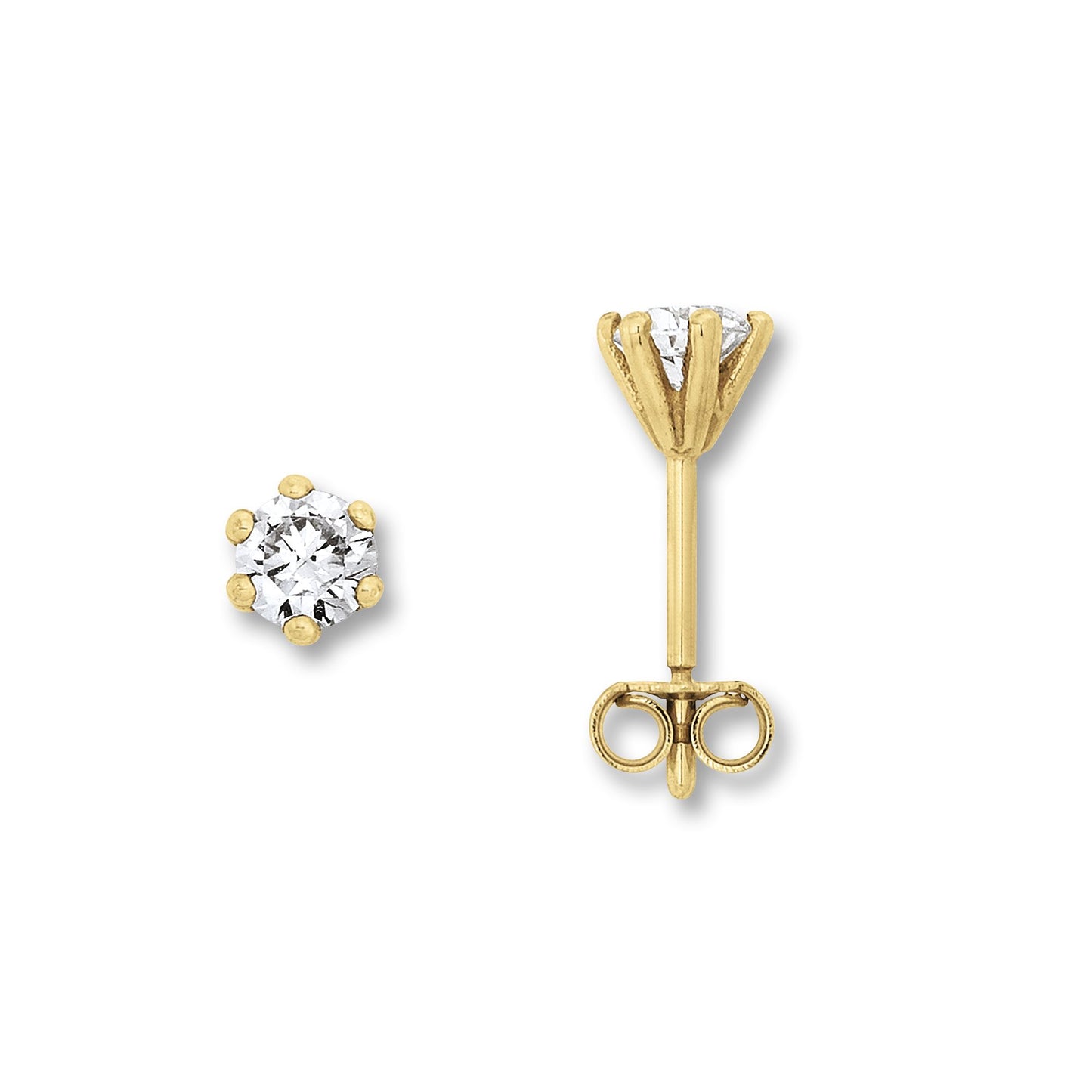 8K Gold | Ohrstecker 6er-Krappe Ø 4,0 mm Zirkonia