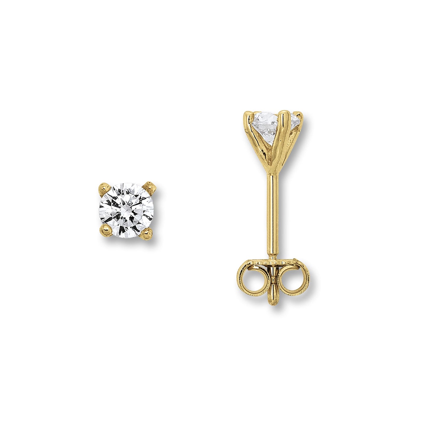 8K Gold | Ohrstecker Krappe Ø 4,0 mm Zirkonia