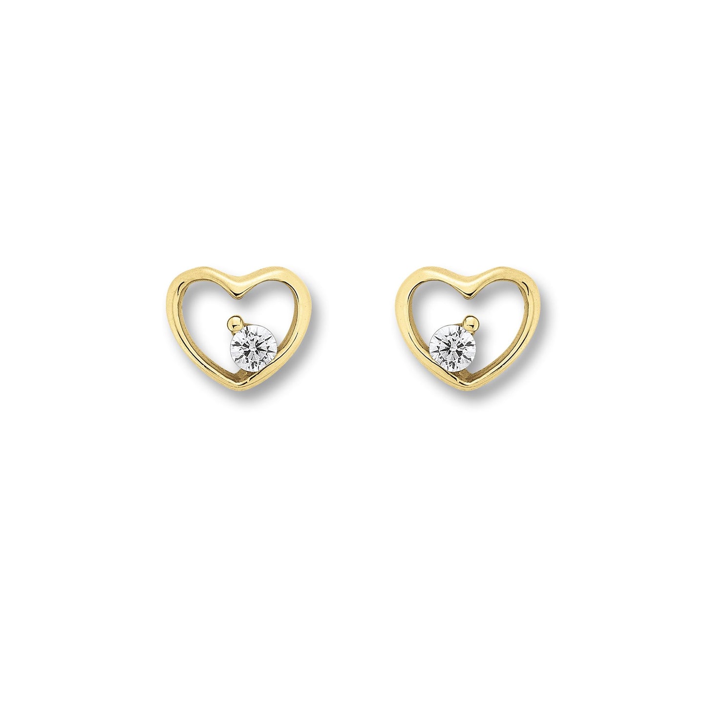 8K Gold | Ohrstecker Herz Zirkonia