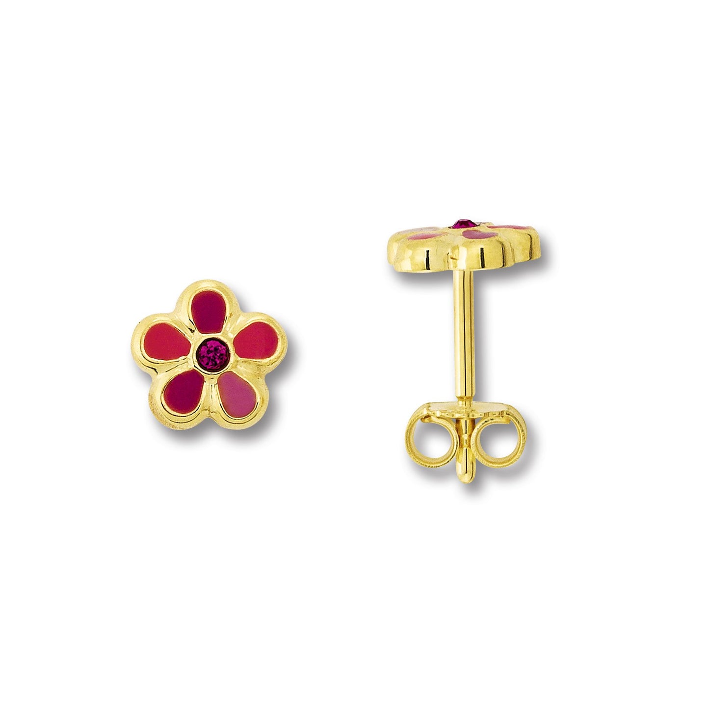 8K Gold | Ohrstecker Blume Zirkonia