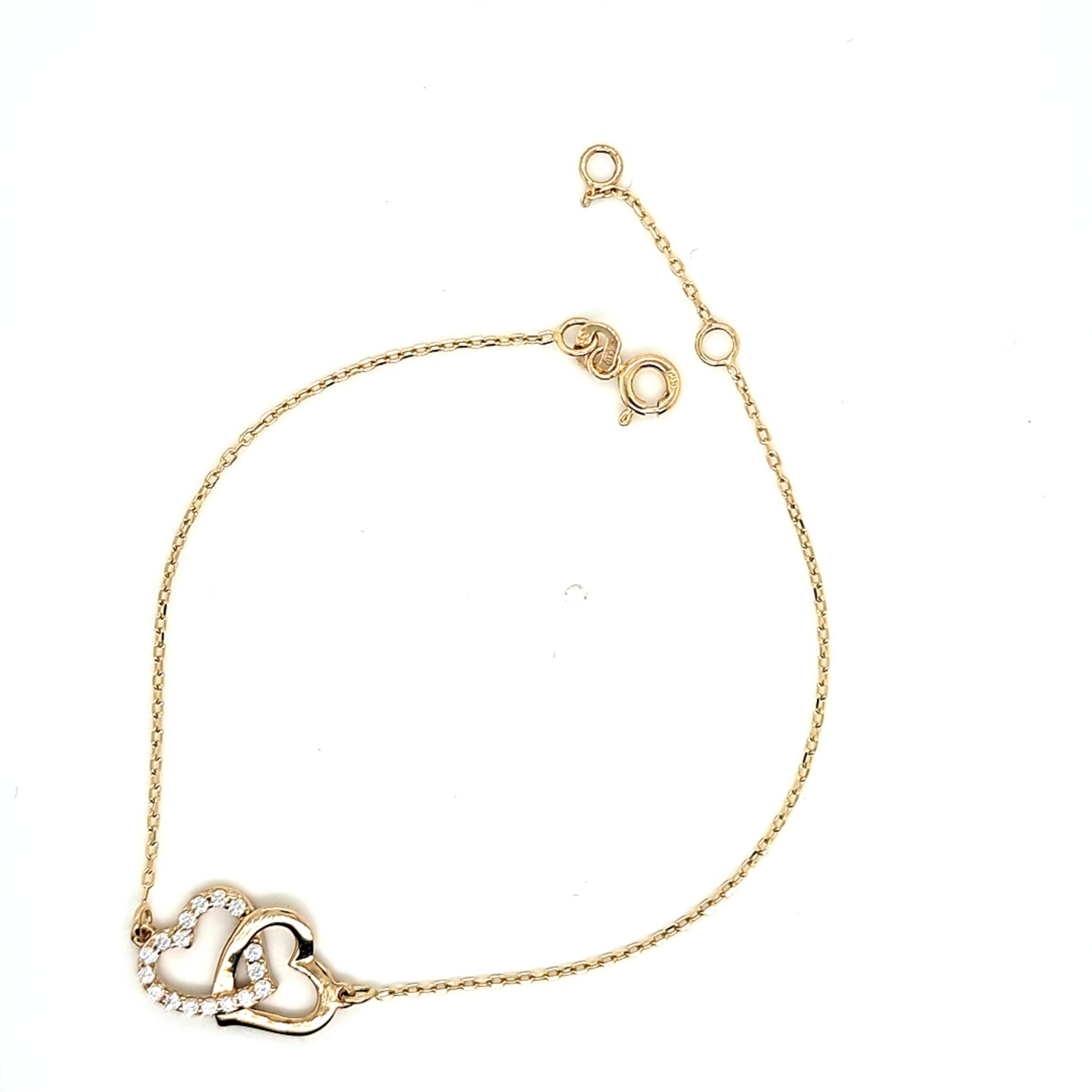 14K Gold | SET Armband und Halsketten mit Herz und Zirkonia