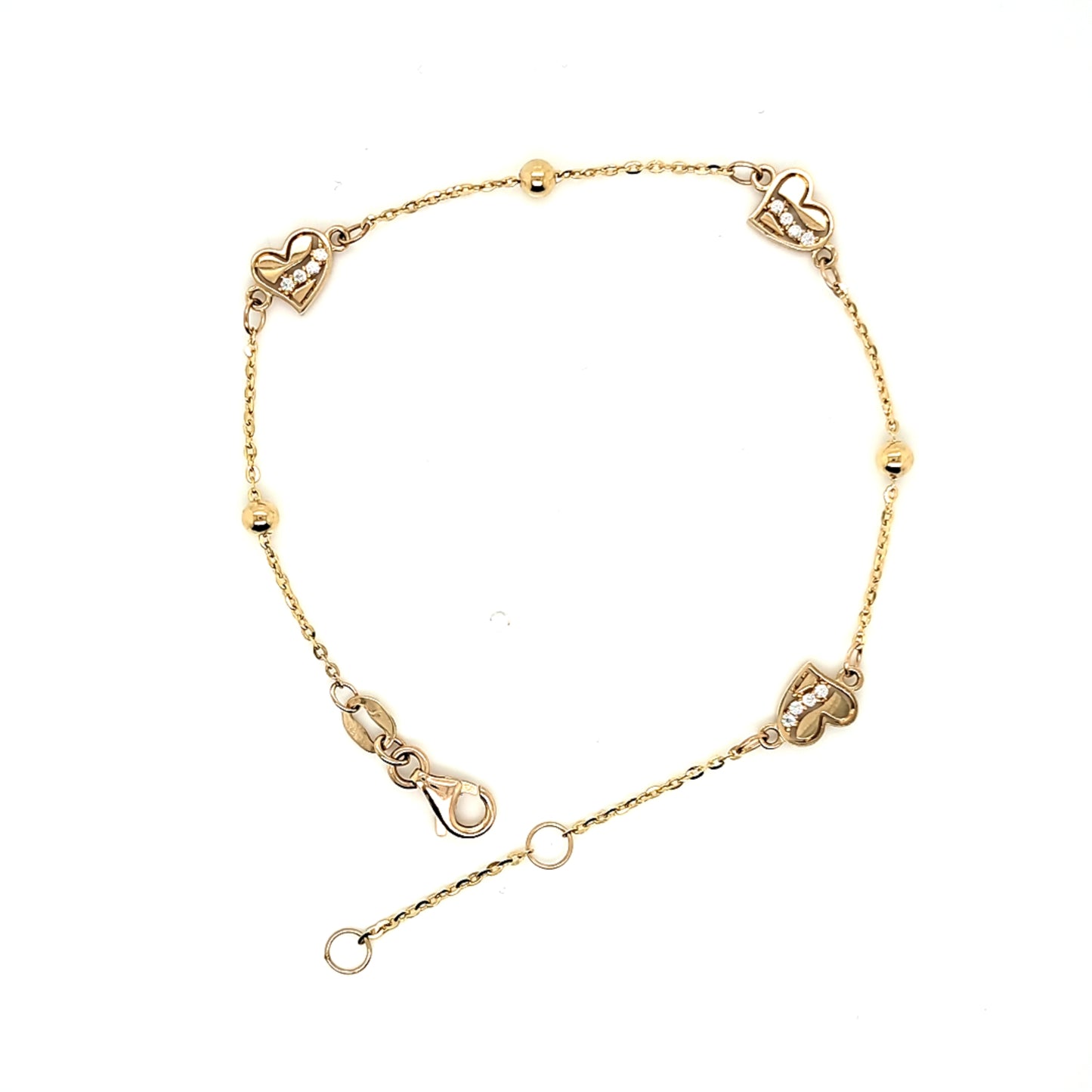 14K Gold | Armband mit Zirkonia und Herz