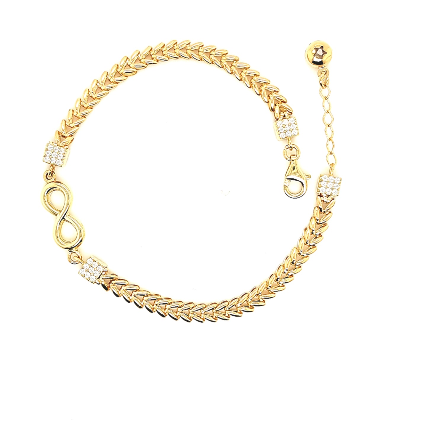 14K Gold | Armband ID-Band mit Zirkonia und Infinity