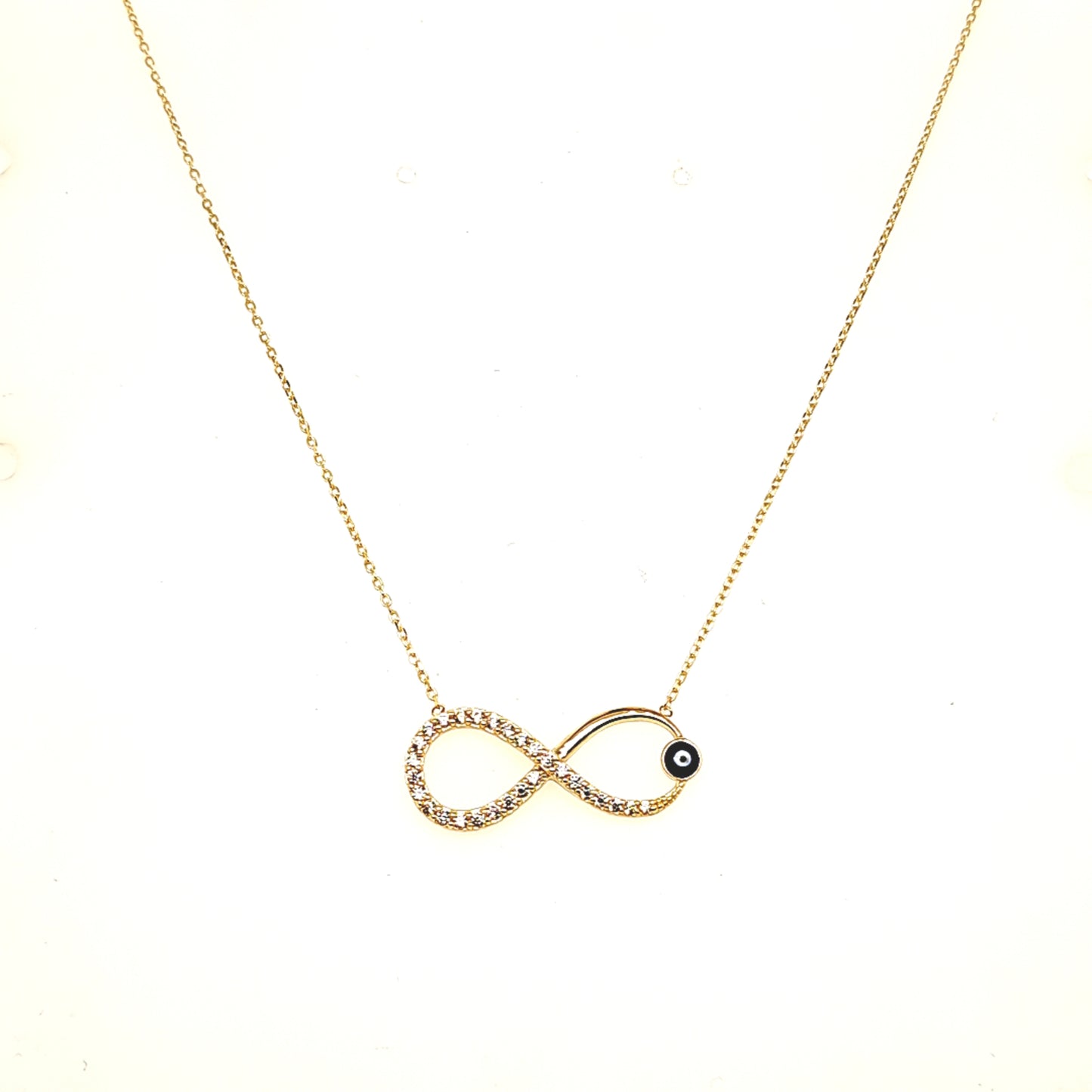 14K Gold | Halskette mit Zirkonia Infinity und Nazar