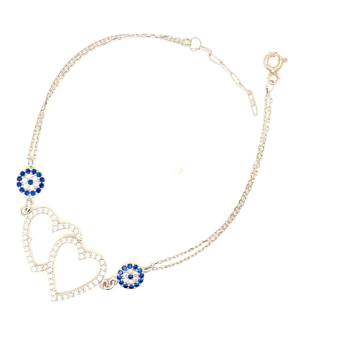 925 Silber | Armband Herz mit Zirkonia und Nazar
