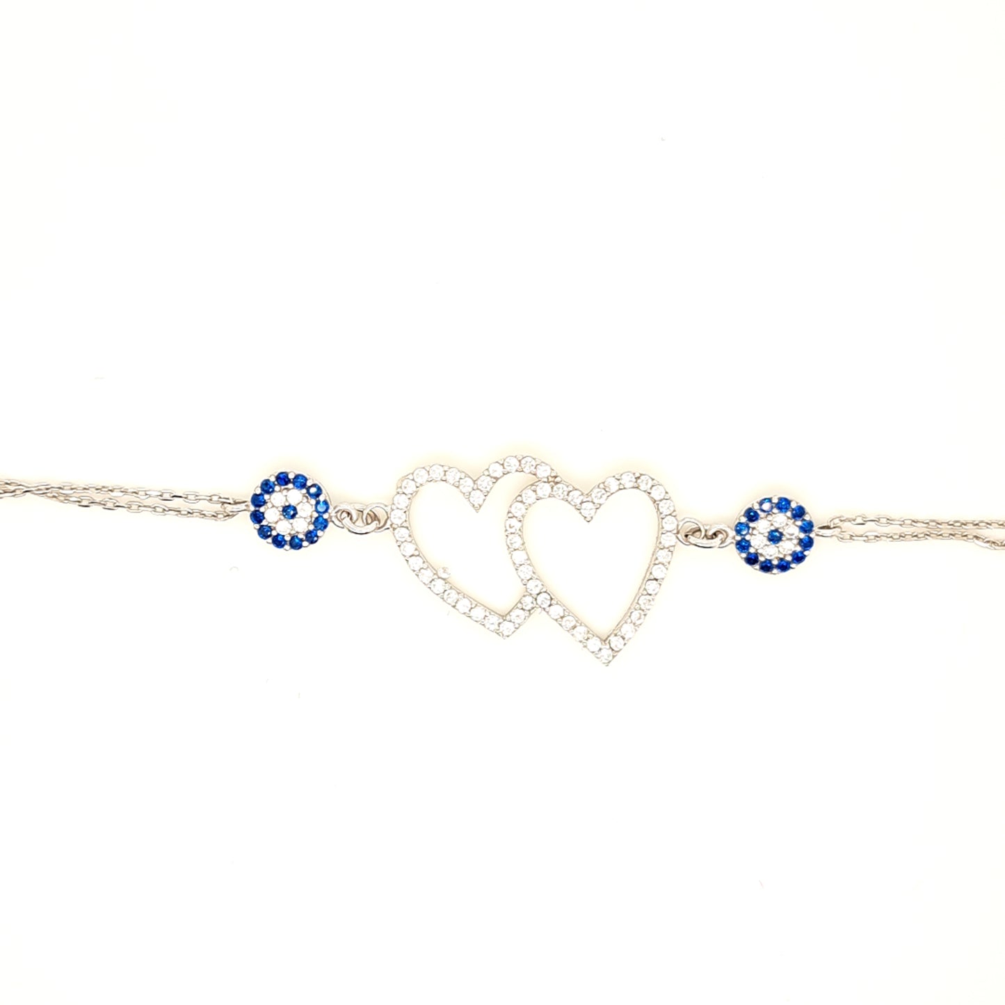 925 Silber | Armband Herz mit Zirkonia und Nazar