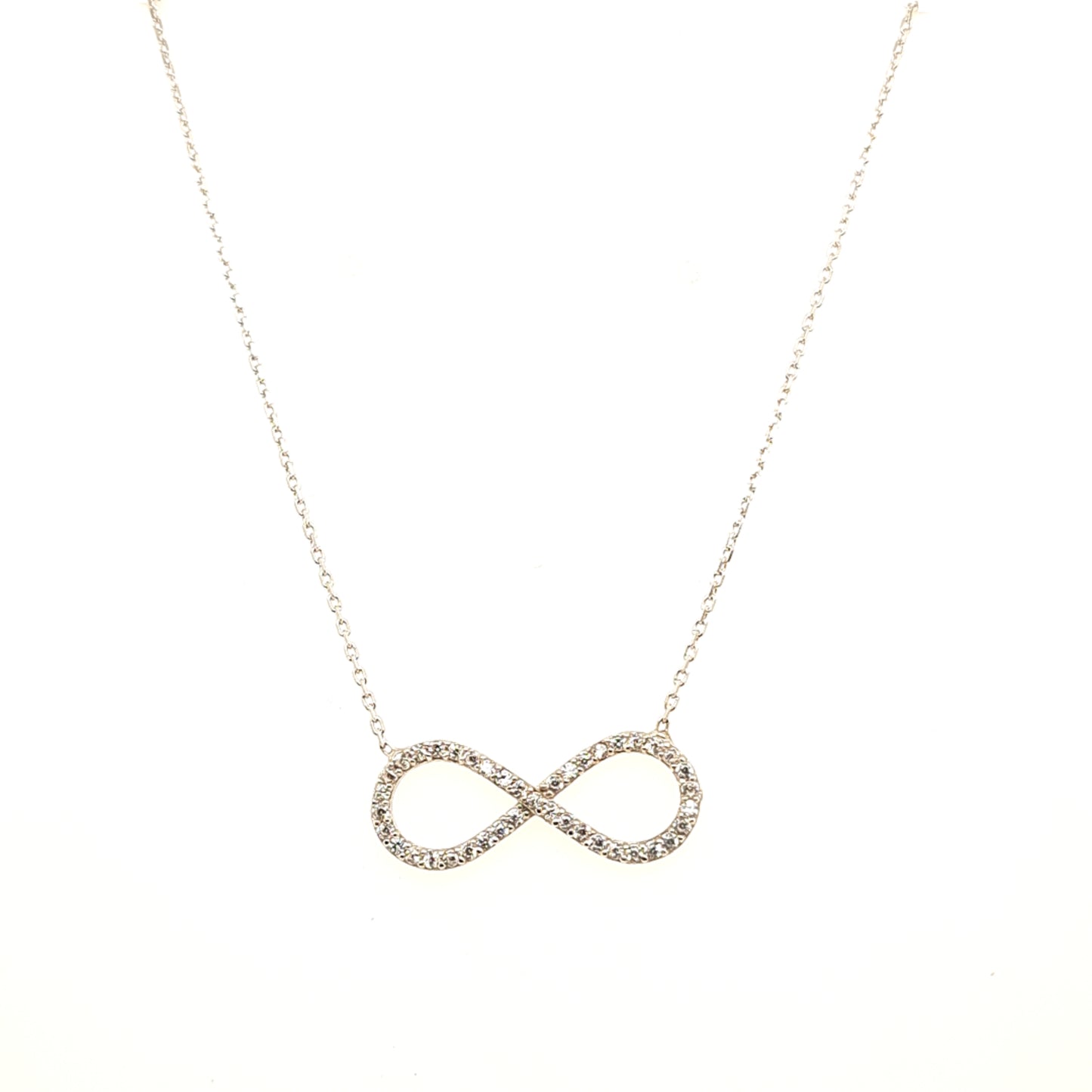 925 Silber | Halskette Infinity mit Zirkonia Mittelgroß
