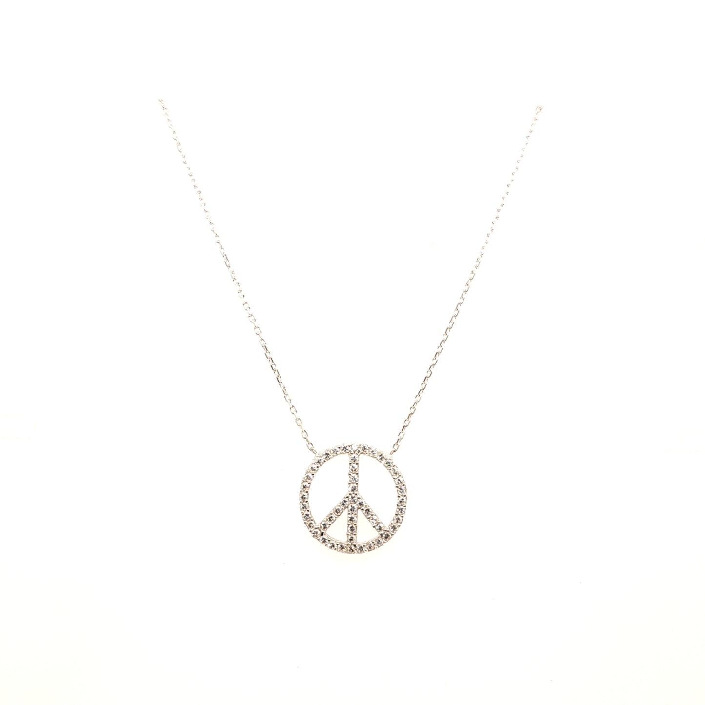 925 Silber | Halskette Peace mit Zirkonia