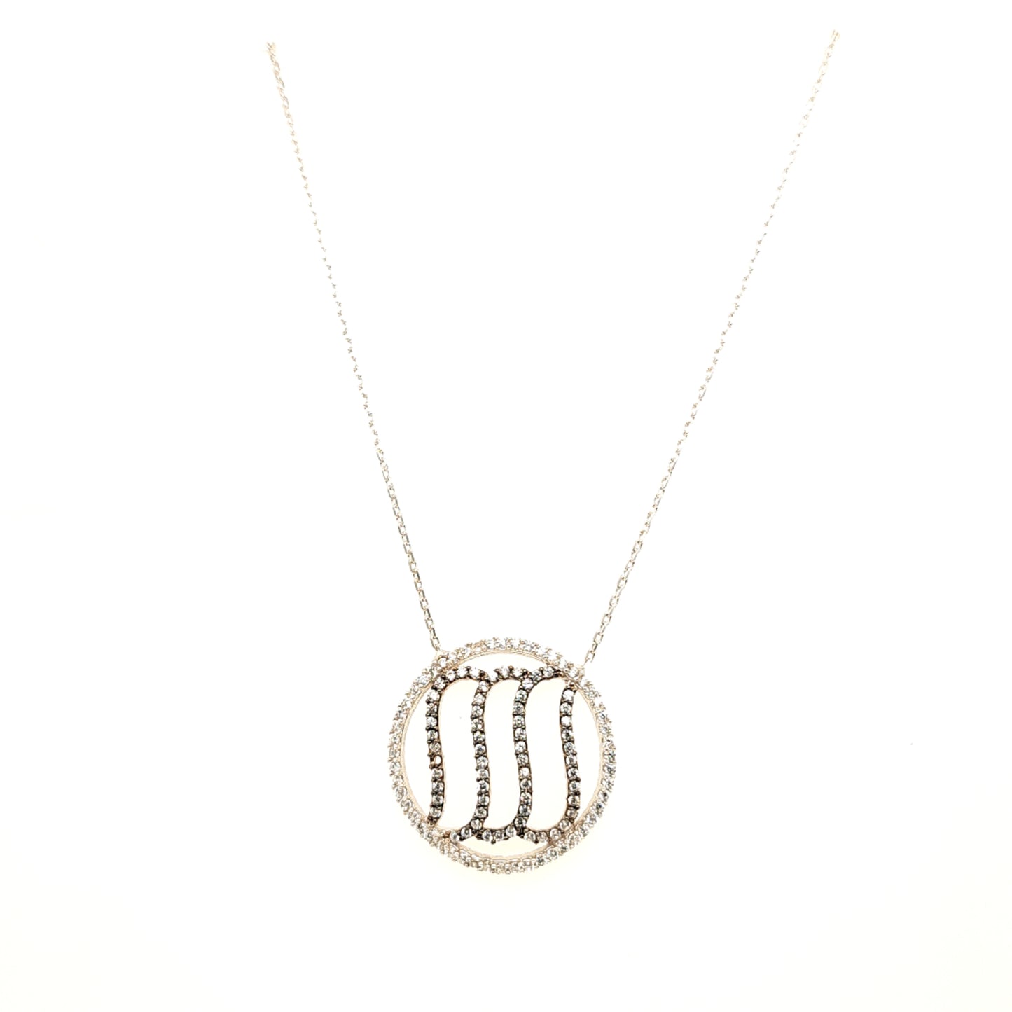 925 Silber | Halskette Rund mit Zirkonia