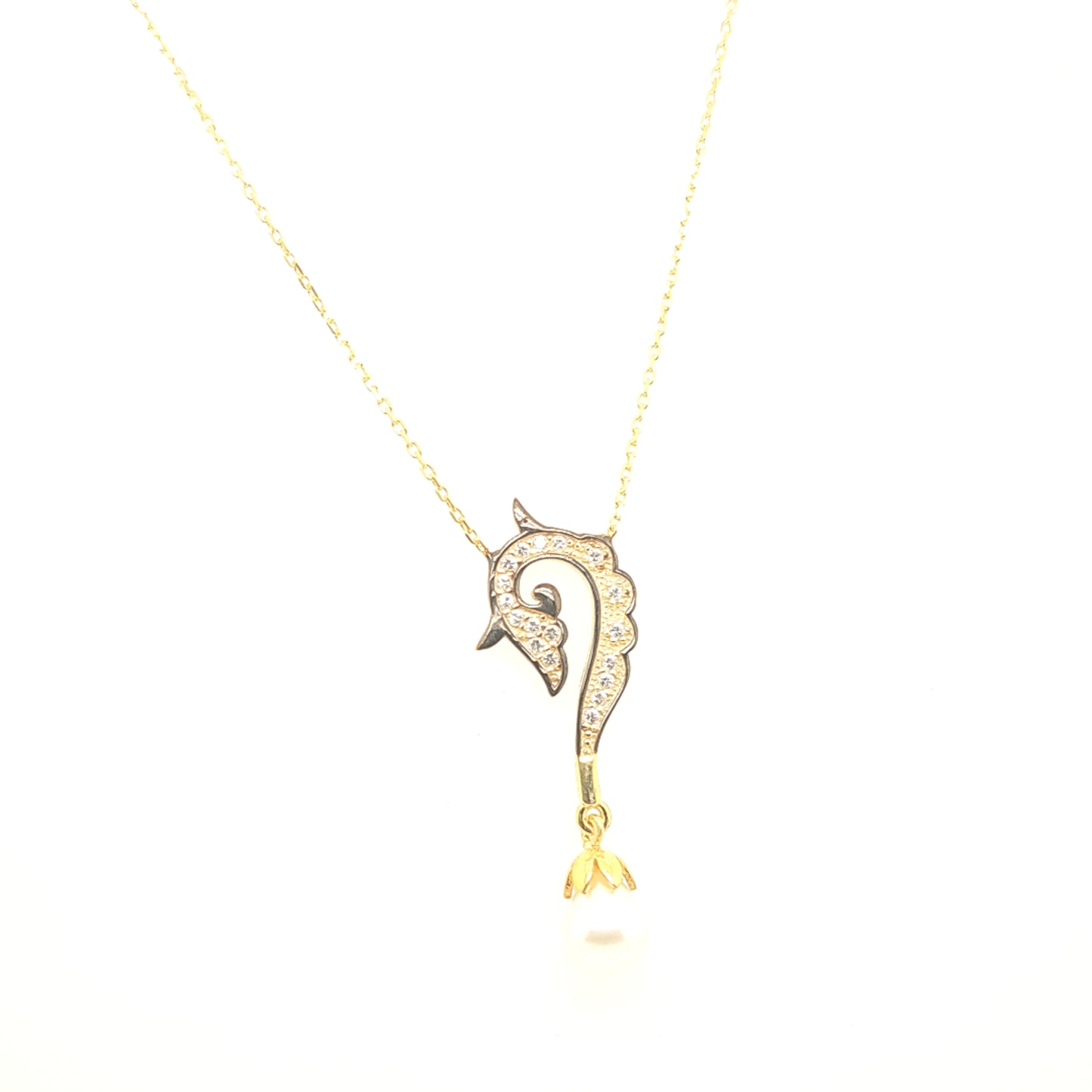 925 Silber | Halskette Seepferd mit Zirkonia