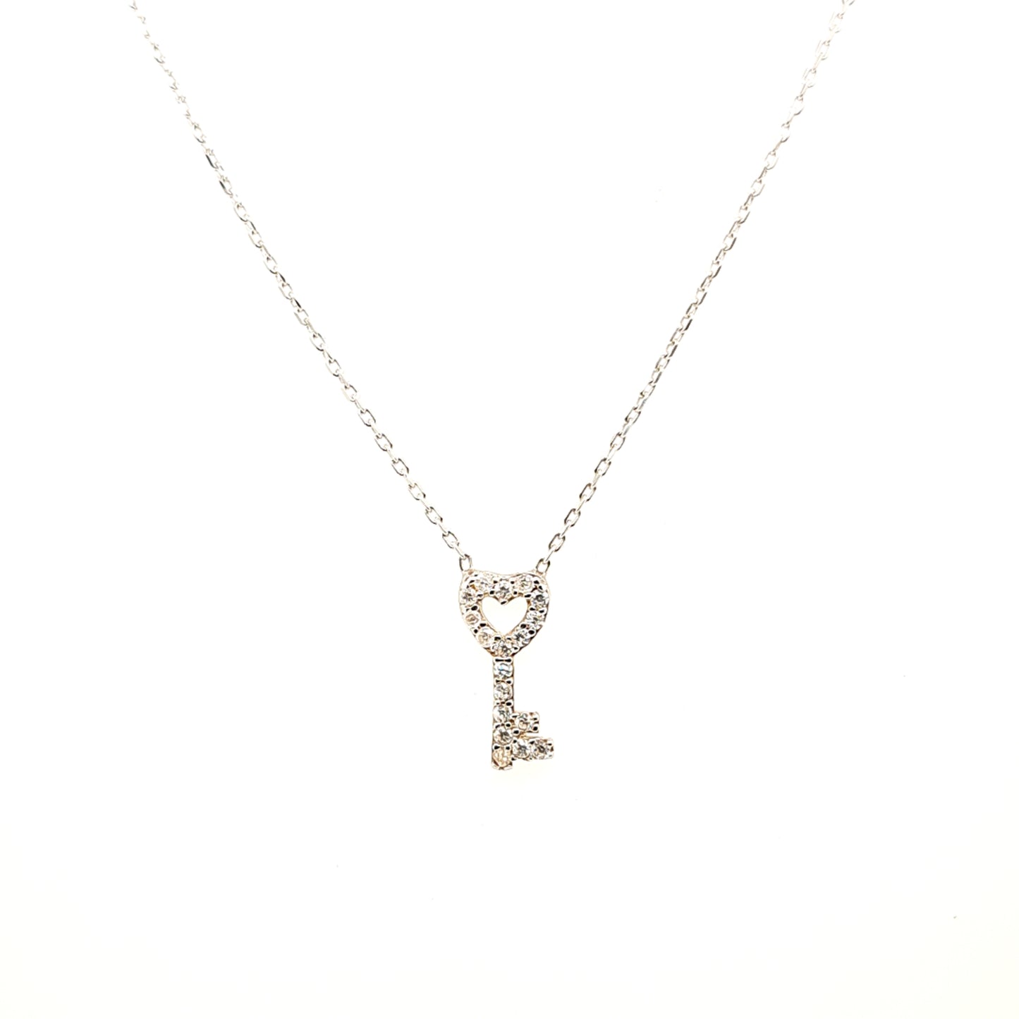 925 Silber | Halskette Schlüssel mit Zirkonia