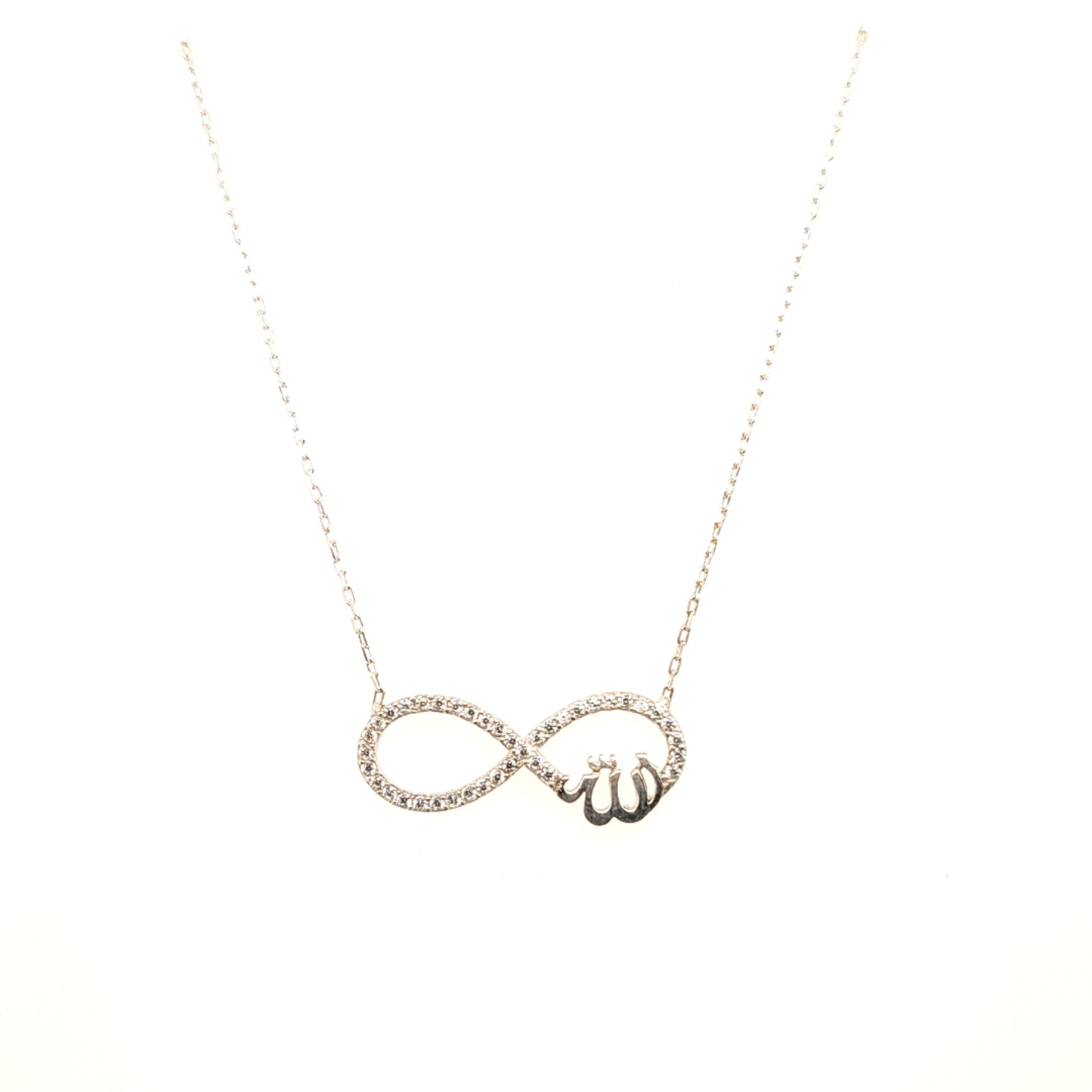 925 Silber | Halskette Infinity mit Allah und Zirkonia