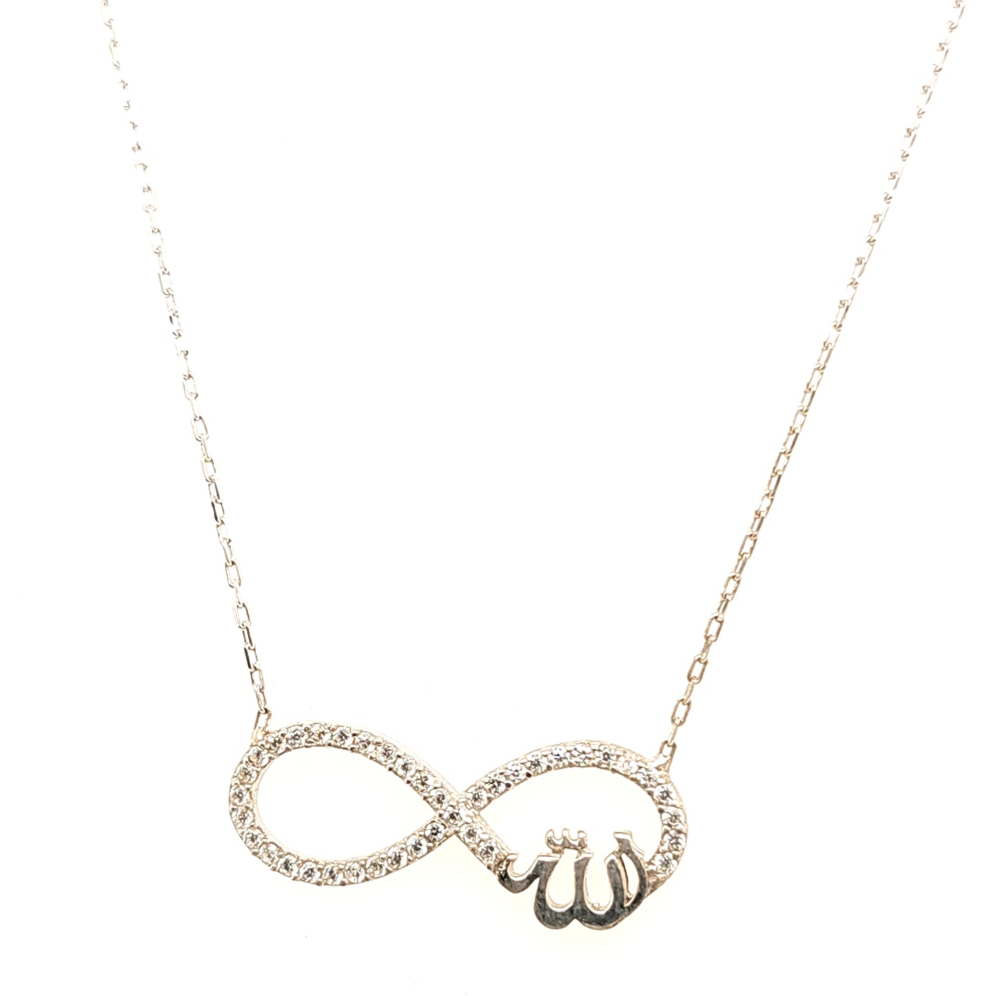 925 Silber | Halskette Infinity mit Allah und Zirkonia