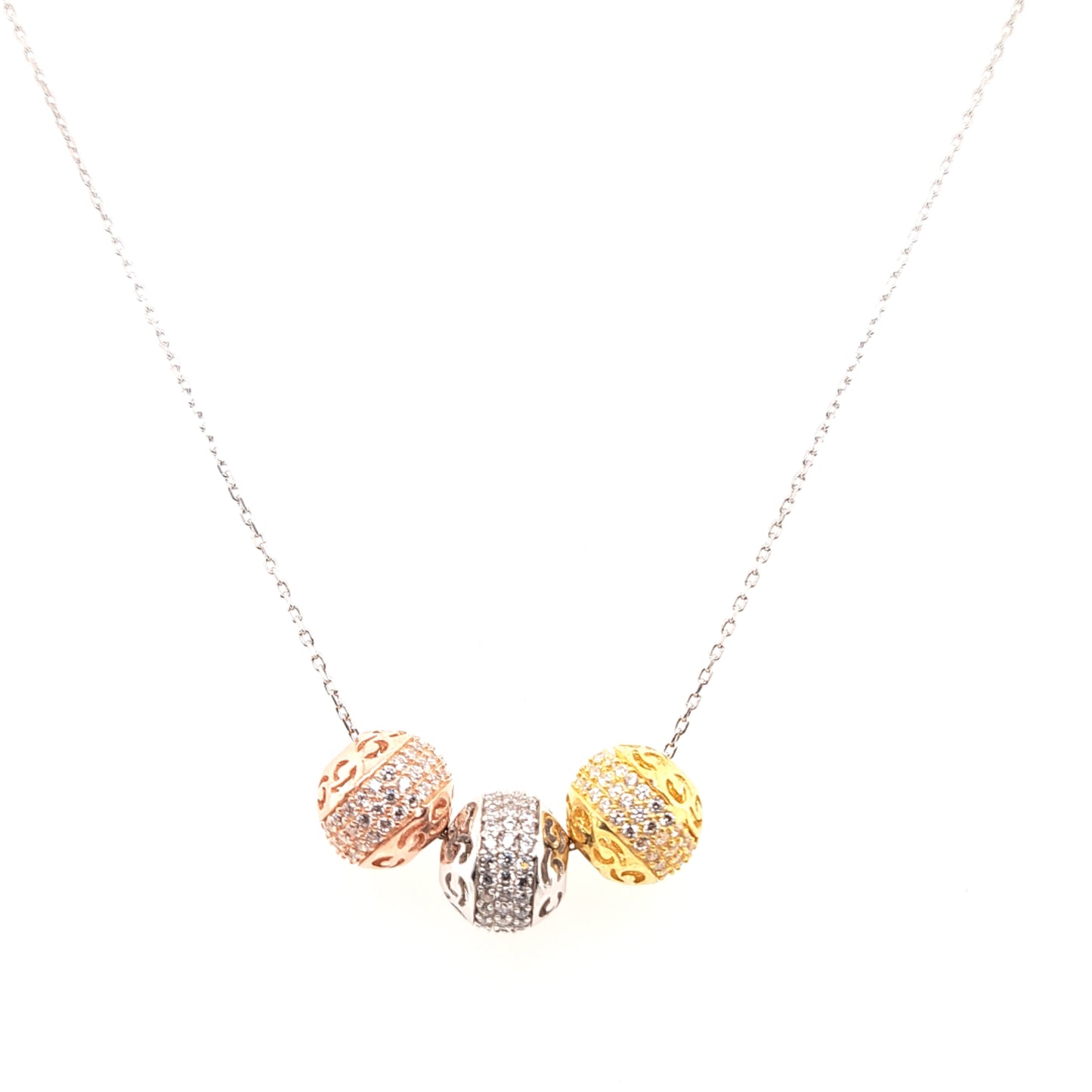 925 Silber | Halskette Kugel mit Zirkonia