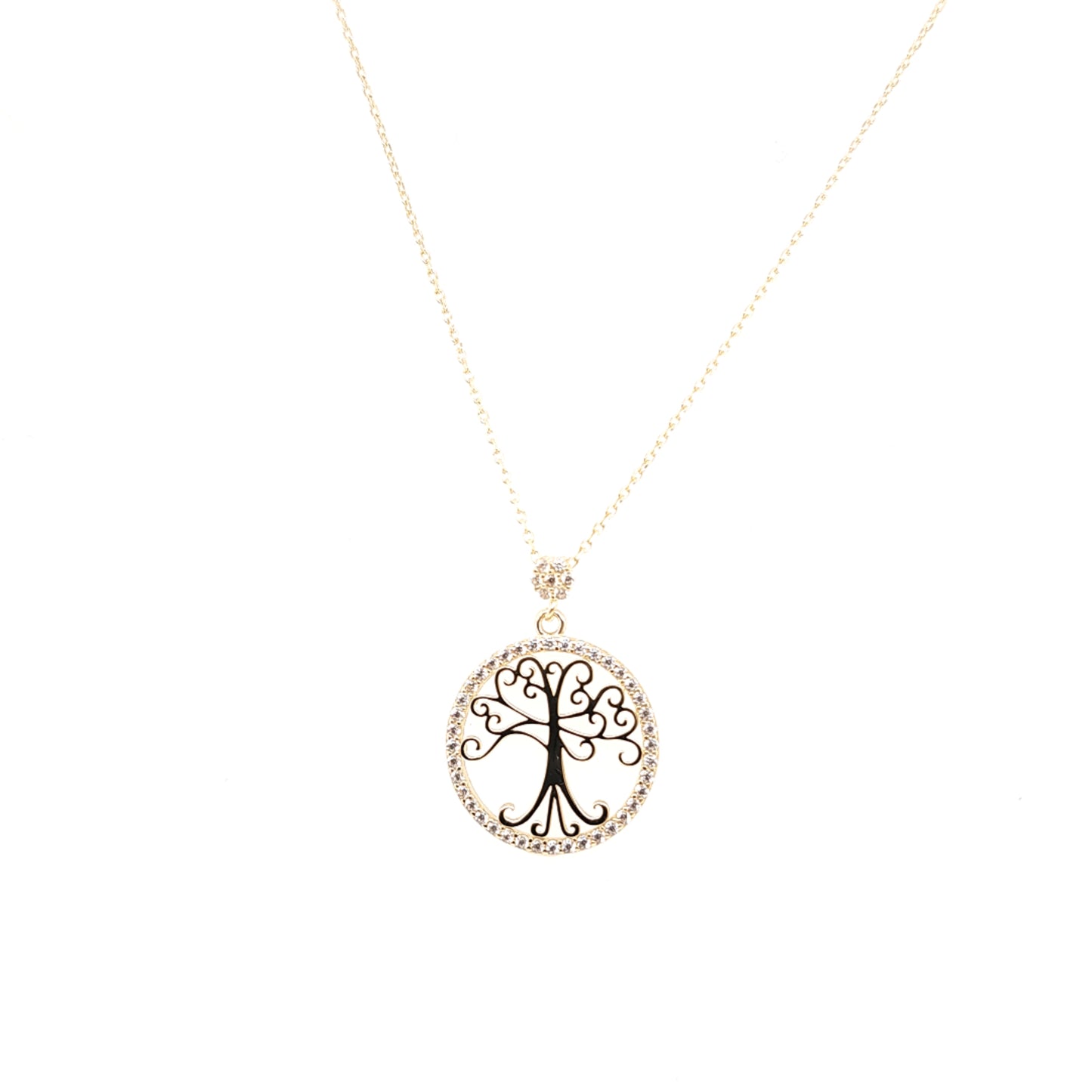 14K Gold | Halskette LebensBaum mit Zirkonia