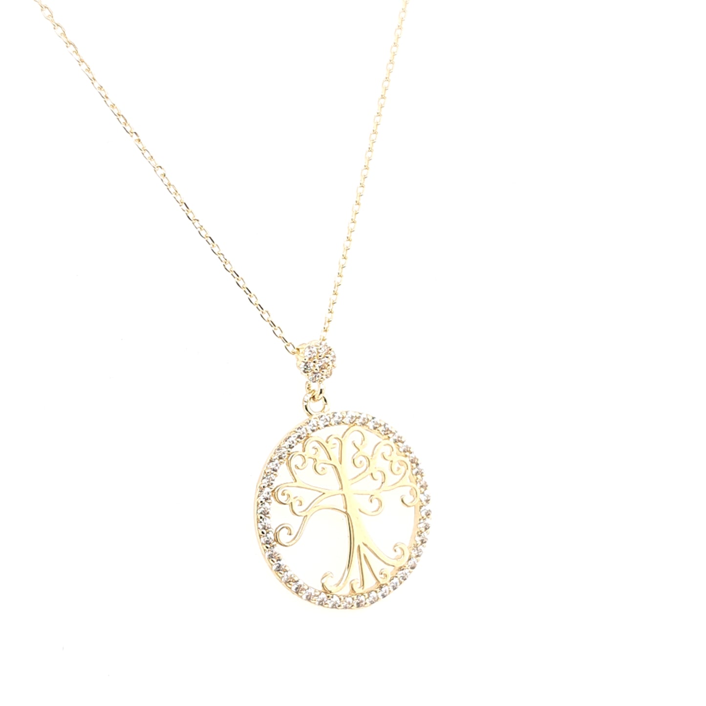 14K Gold | Halskette LebensBaum mit Zirkonia