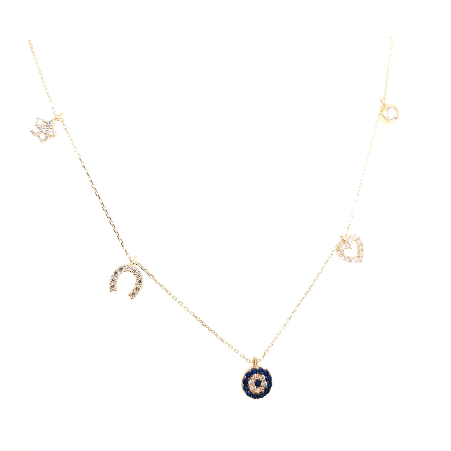 14K Gold | Halskette mit Nazar und Zirkonia