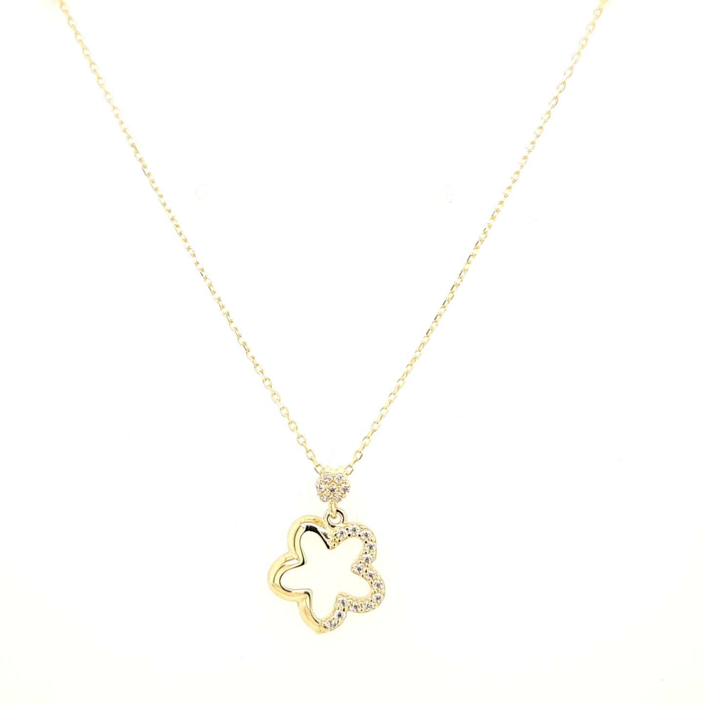 14K Gold | Halskette Blume mit Zirkonia