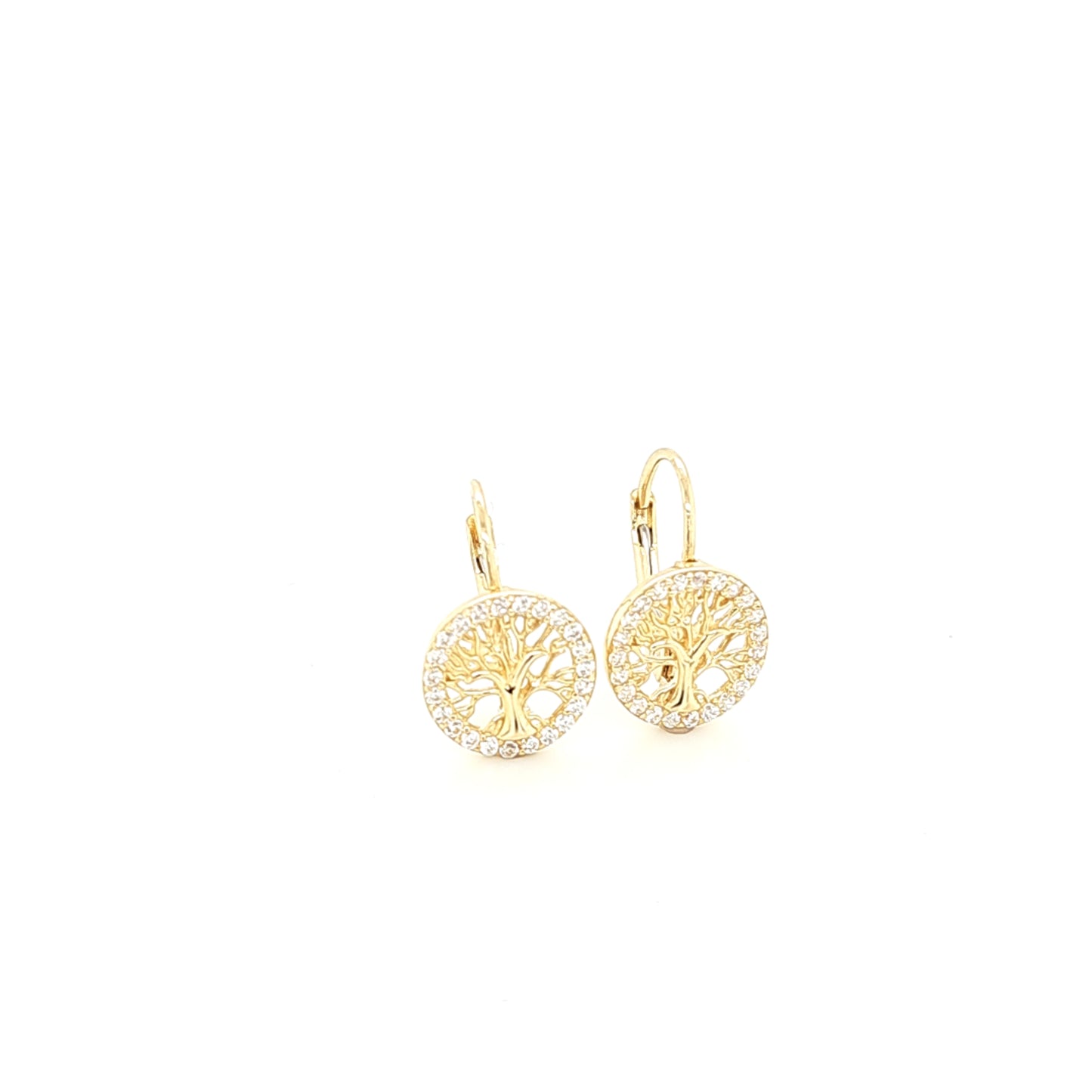 14K Gold | Ohrstecker mit LebensBaum und Zirkonia