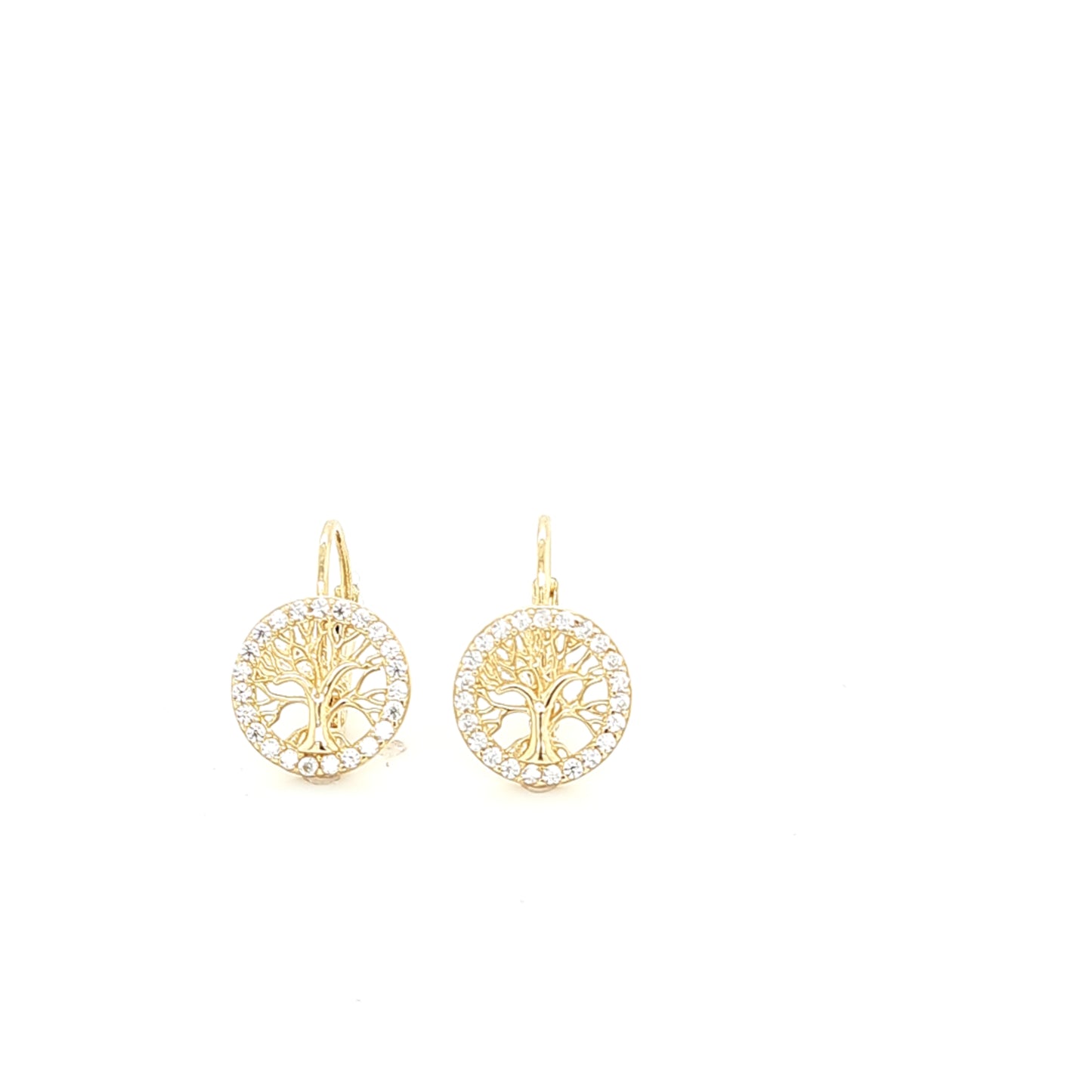 14K Gold | Ohrstecker mit LebensBaum und Zirkonia