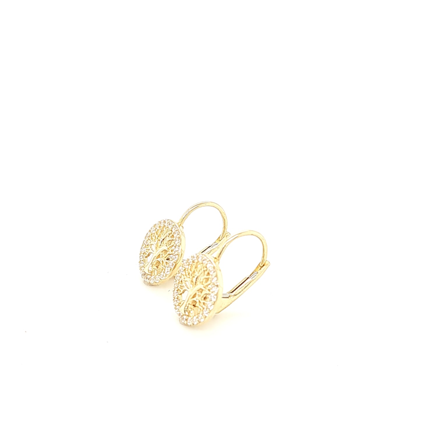 14K Gold | Ohrstecker mit LebensBaum und Zirkonia