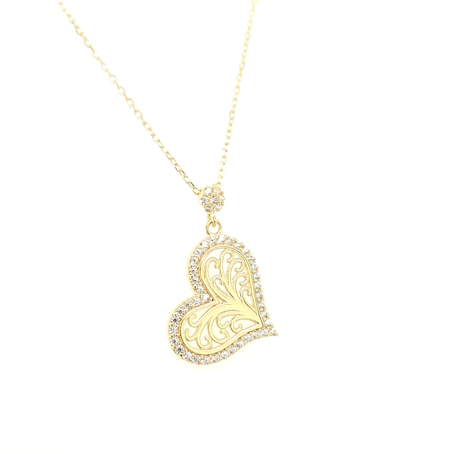 14K Gold | Halskette Herz mit Zirkonia