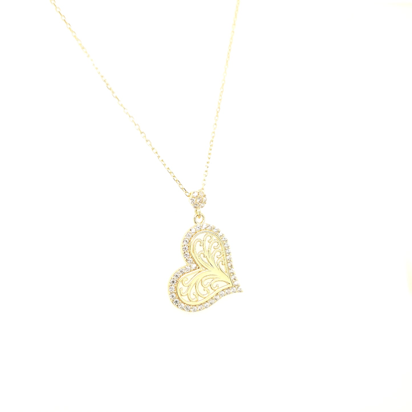 14K Gold | Halskette Herz mit Zirkonia