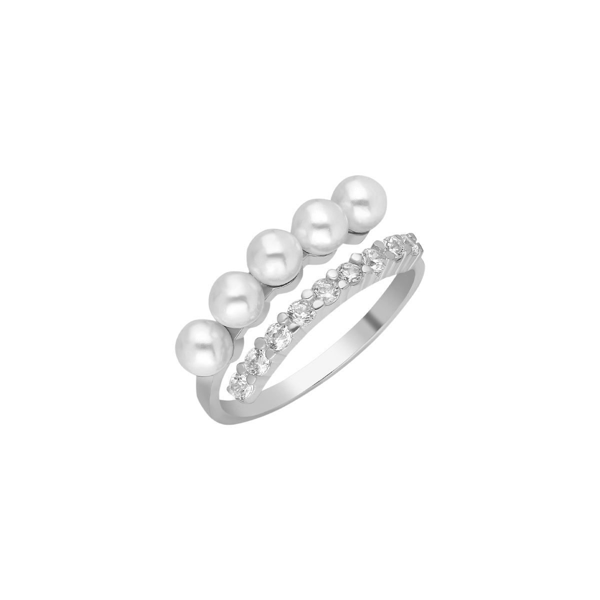 Pointed Pearl Zirconia Ring (7151759917101)