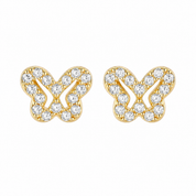 14K Gold | Ohrstecker Schmetterling mit Zirkonia O120