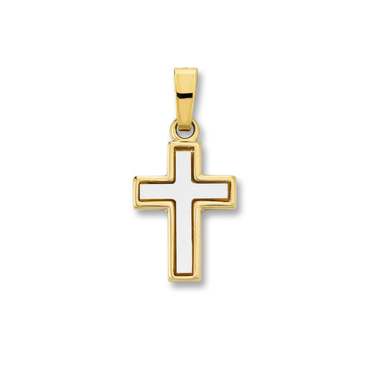 8K Gold | Anhänger Kreuz Perlmutt