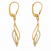 14K Gold | Schwungvolle Ohrhänger mit Zirkonia Steinen O325