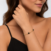 14K Gold | Armband mit schwarzen Kügelchen AB150