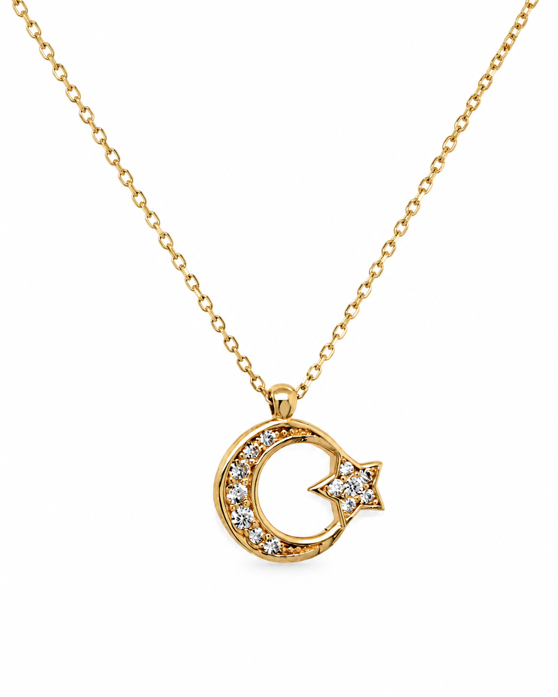 14K Gold | Halskette Ayyildiz mit Zirkonia K174