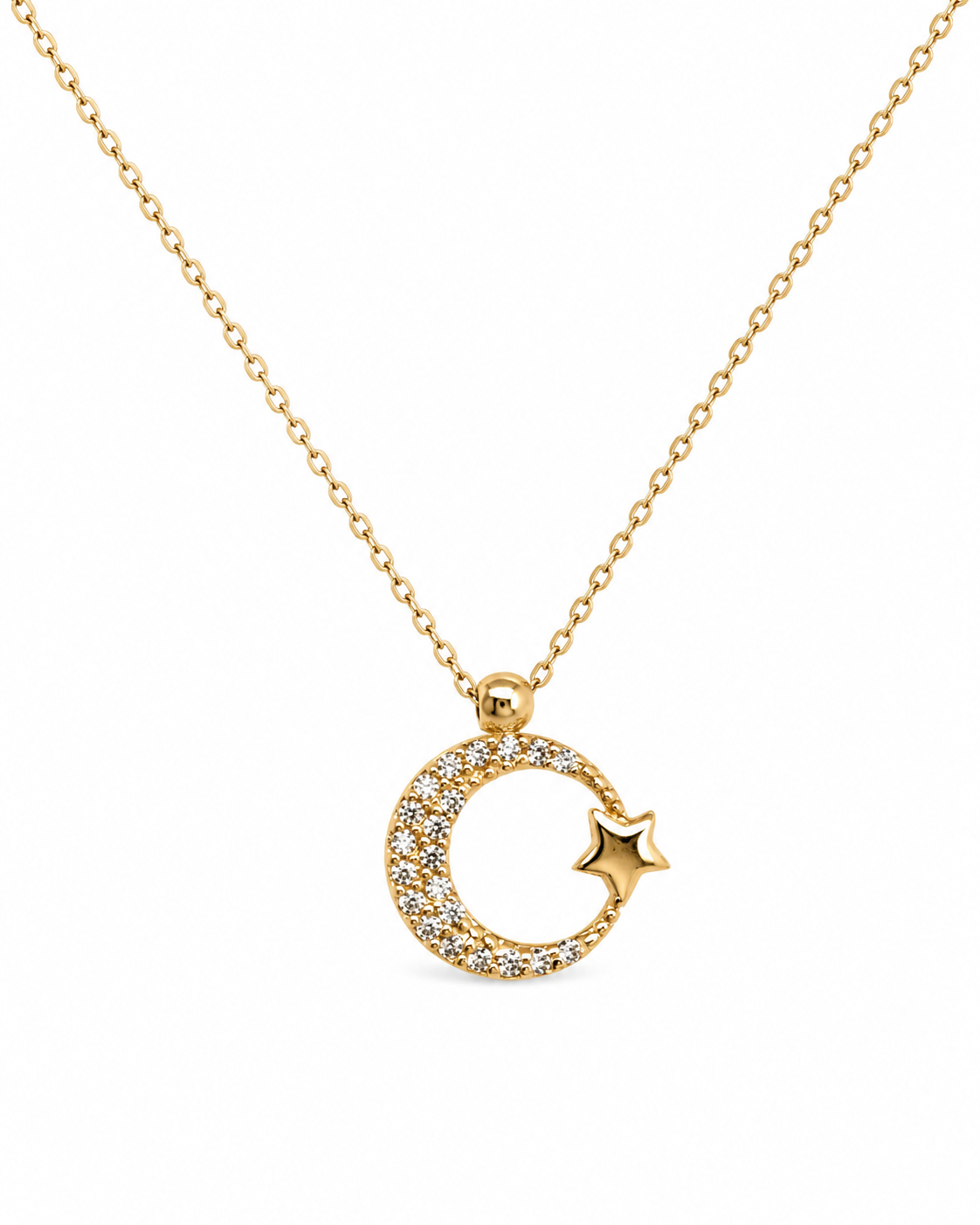 14K Gold | Halskette Ayyildiz mit Zirkonia K190