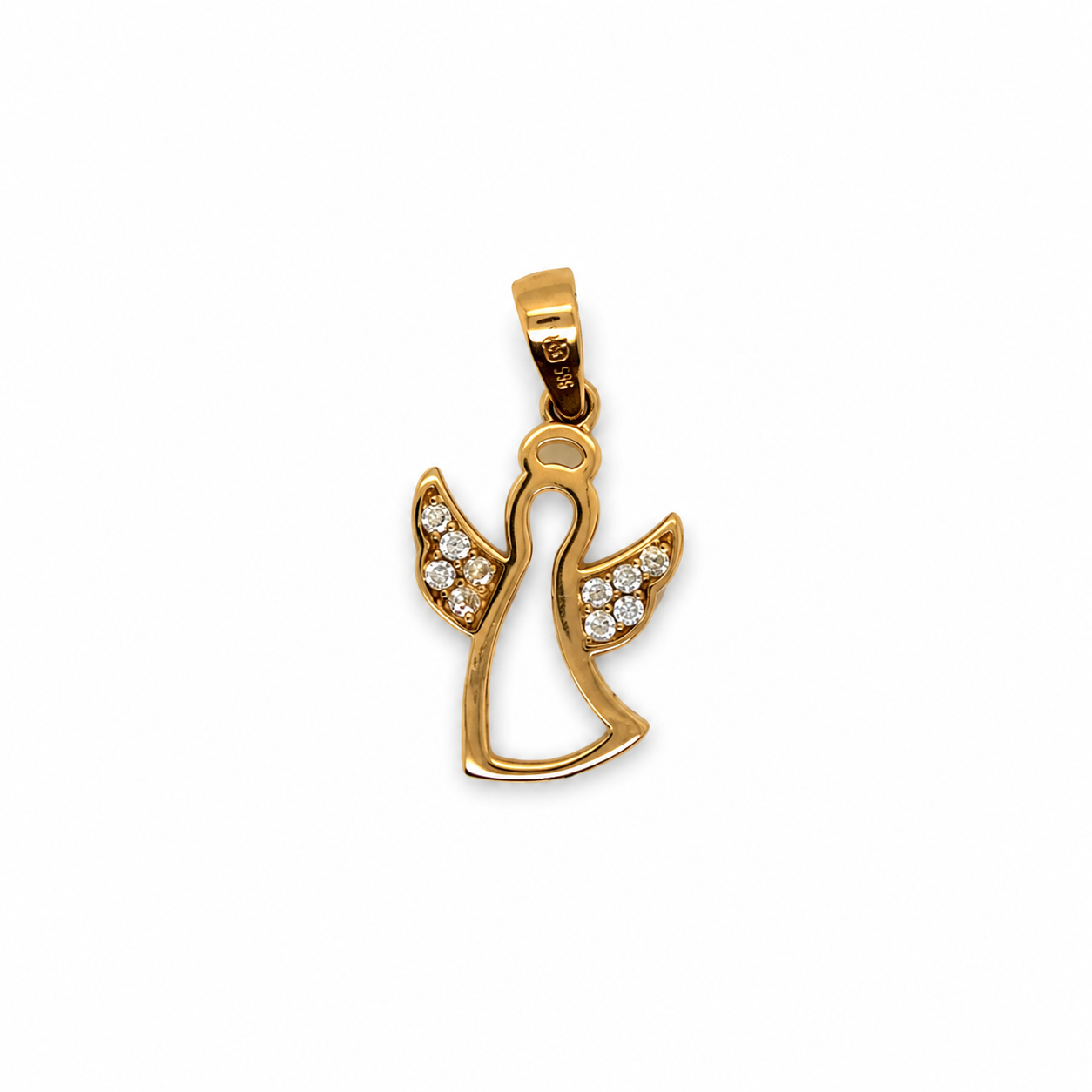 14K Gold | Anhänger Engel mit Zirkonia A066