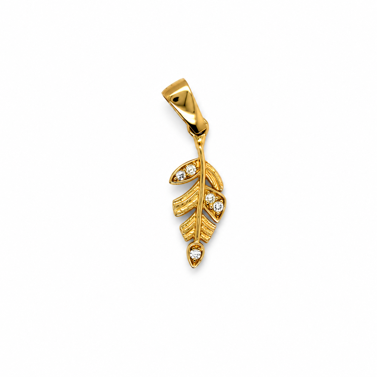 14K Gold | Anhänger Blattmotiv mit Zirkonia A065