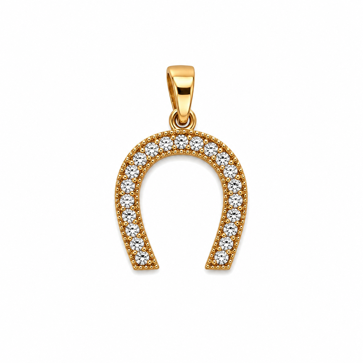 14K Gold | Anhänger Hufeisen mit Zirkonia A116