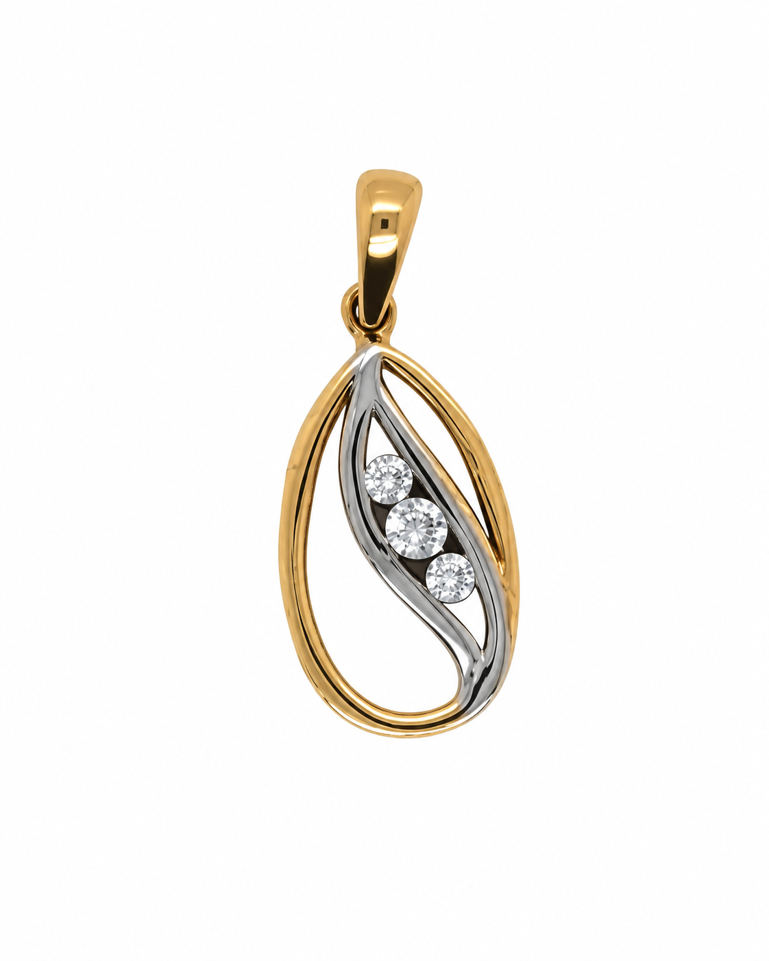 14K Gold | Anhänger Blatt mit Zirkonia A094