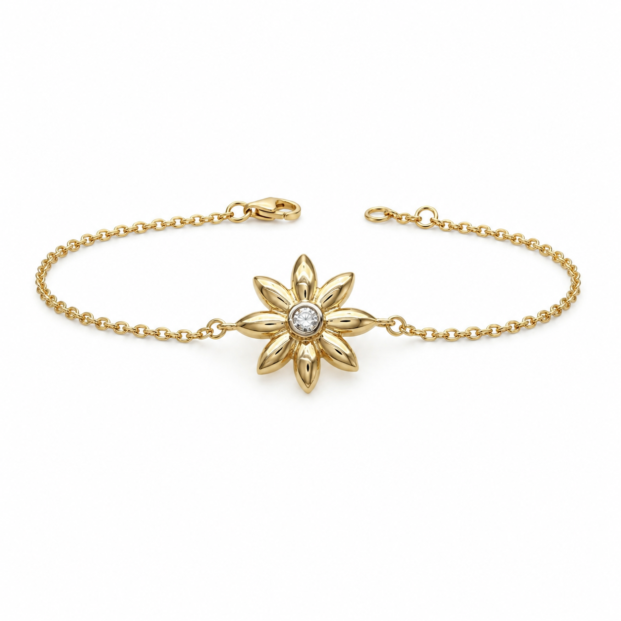 14K Gold | Armband Blume mit Zirkonia AB129