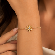 14K Gold | Armband Blume mit Zirkonia AB129