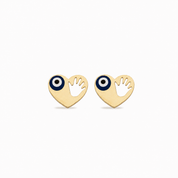 14K Gold | Ohrstecker mit Herz und Nazar KP0402A
