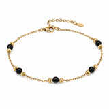 14K Gold | Armband mit schwarzen Kügelchen AB150