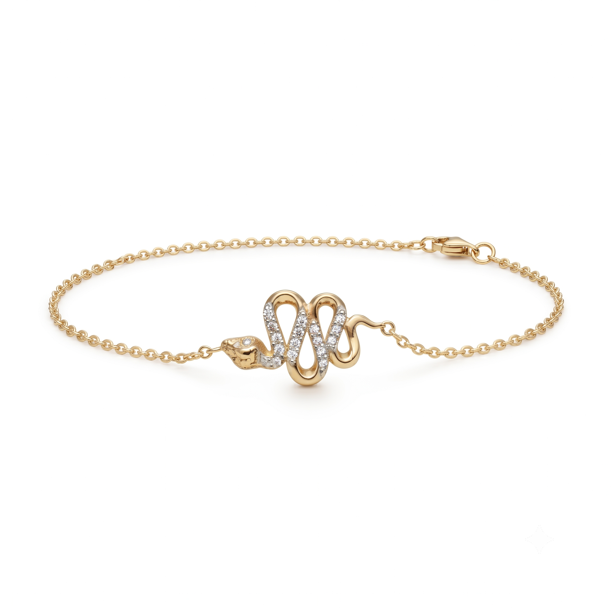 14K Gold | Armband Schlange mit Zirkonia AB158