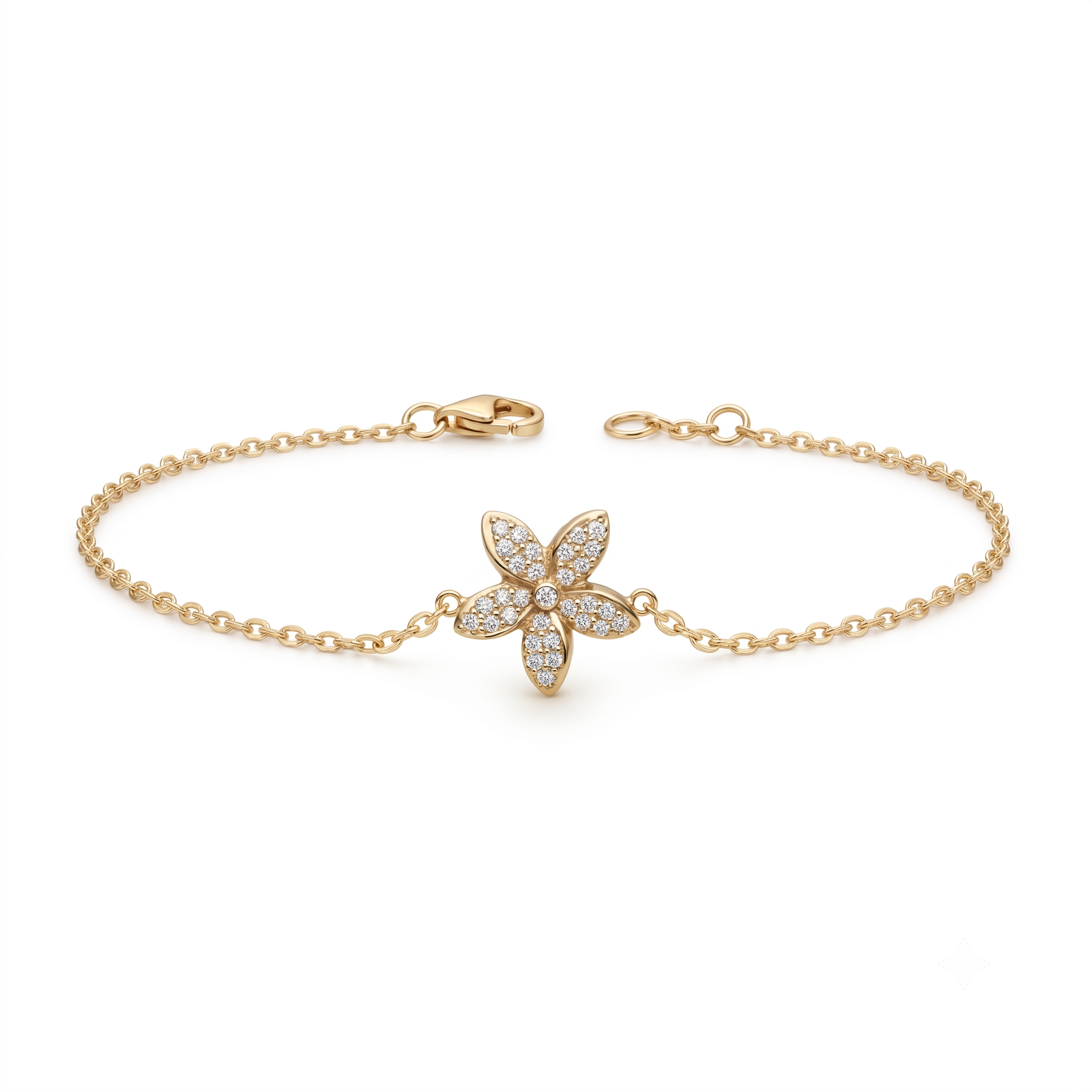 14K Gold | Armband Blume mit Zirkonia AB170