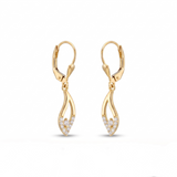 14K Gold | Schwungvolle Ohrhänger mit Zirkonia Steinen O200