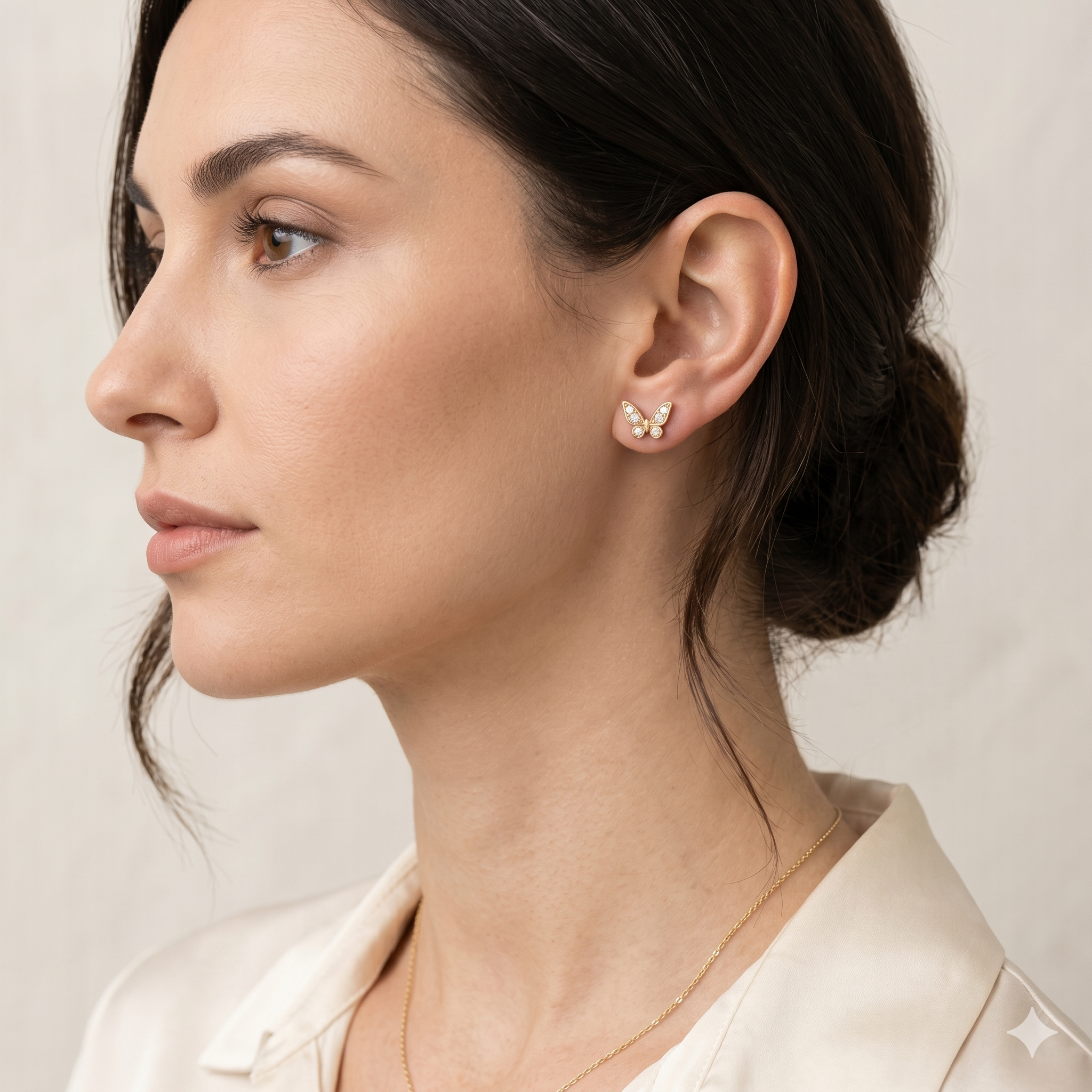 14K Gold | Ohrstecker Schmetterling mit Zirkonia O092