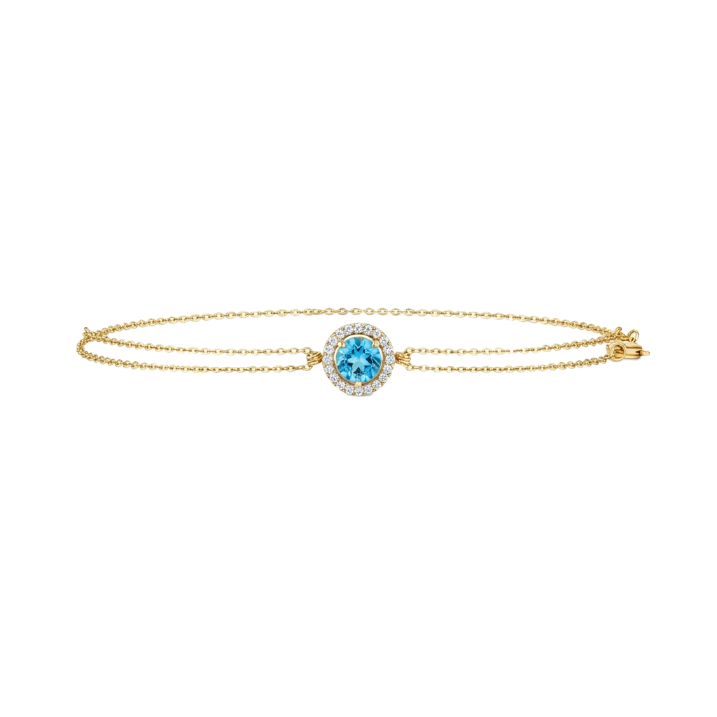 14K Gold | Armband mit hellblauem Zirkonia AB167