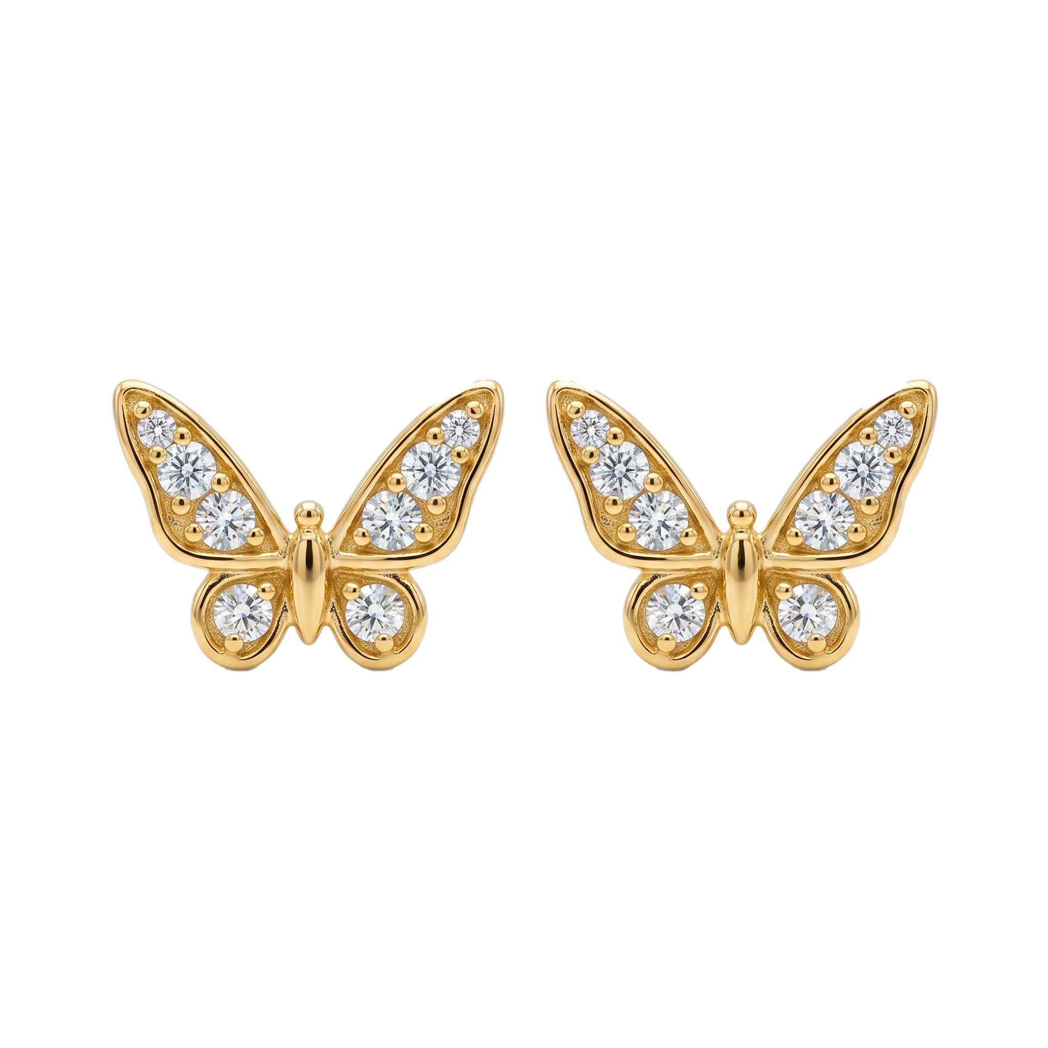 14K Gold | Ohrstecker Schmetterling mit Zirkonia O092
